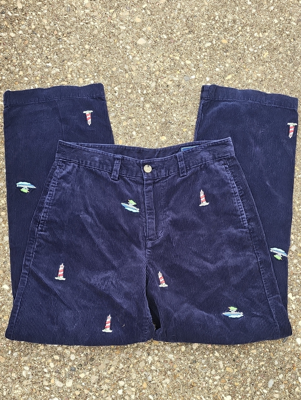 Vineyard Vines Navy Corduroy Pants with Nautical Embroidery Youth 16